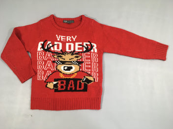 Pull rouge renne Bad Deer