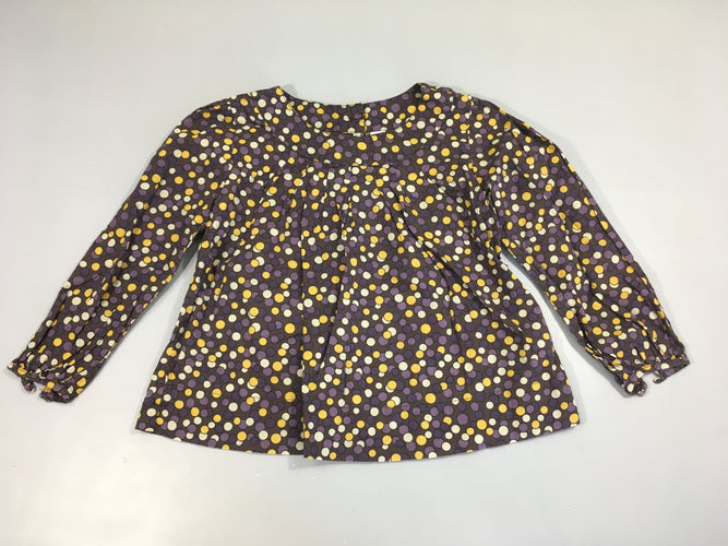 Blouse ml brun foncé pois mauves-jaune-blanc cassé, moins cher chez Petit Kiwi