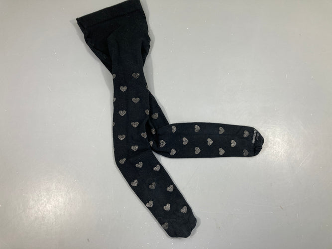 Paire de collants noir coeurs argentés, 27/30, moins cher chez Petit Kiwi