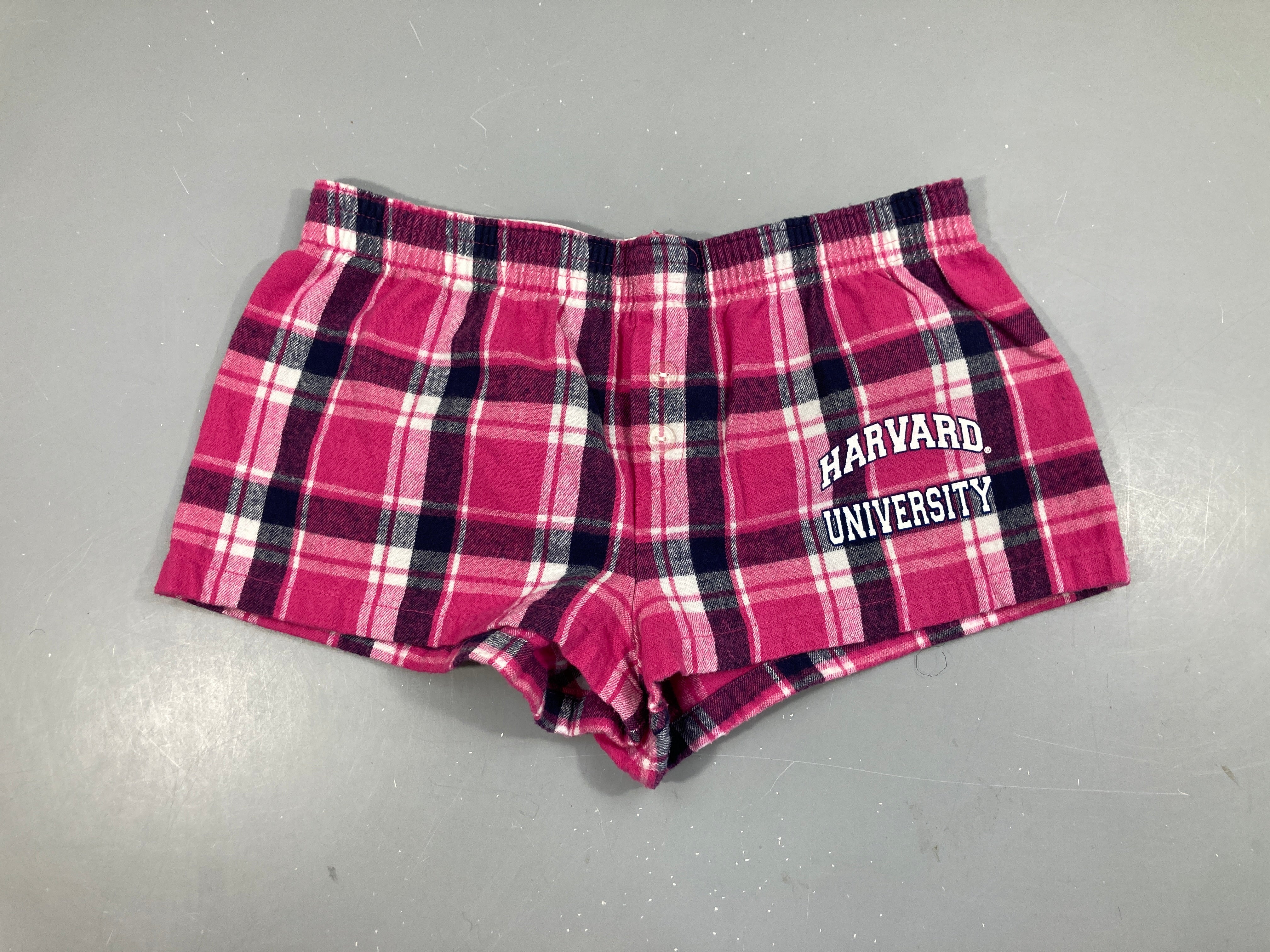 Short boxer flanelle à carreaux rose/mauve Hà reversard