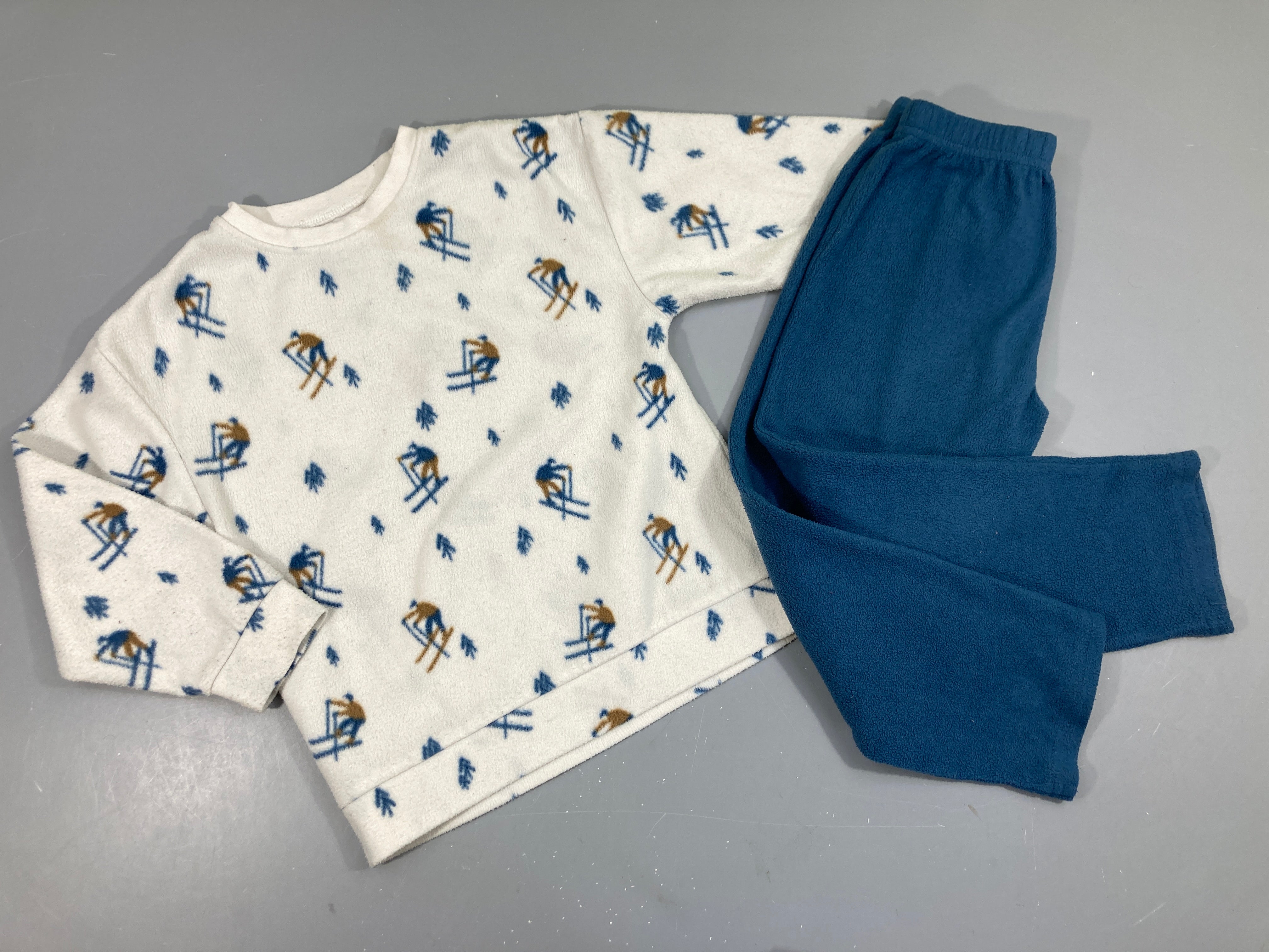 Pyjama 2 pcs polar blanc/bleu ski
