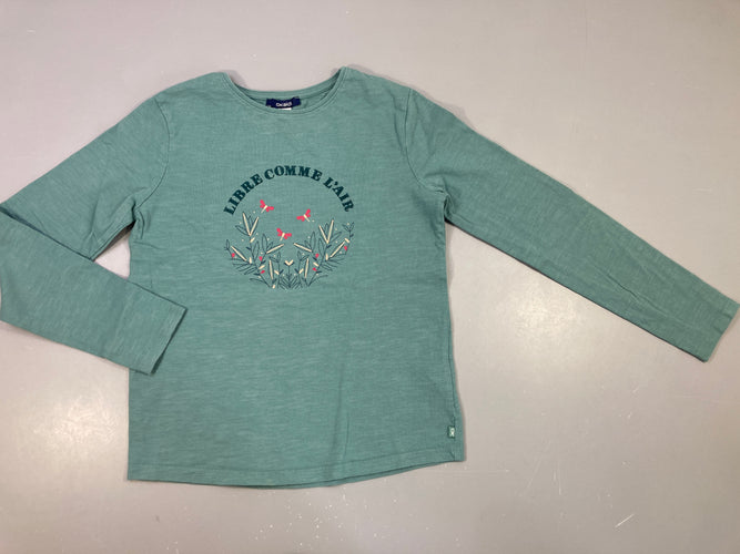 T-shirt m.l vert flammé papillons, légèrement bouloché, moins cher chez Petit Kiwi
