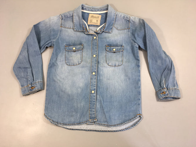 Chemisiser denim pressions blanches, moins cher chez Petit Kiwi