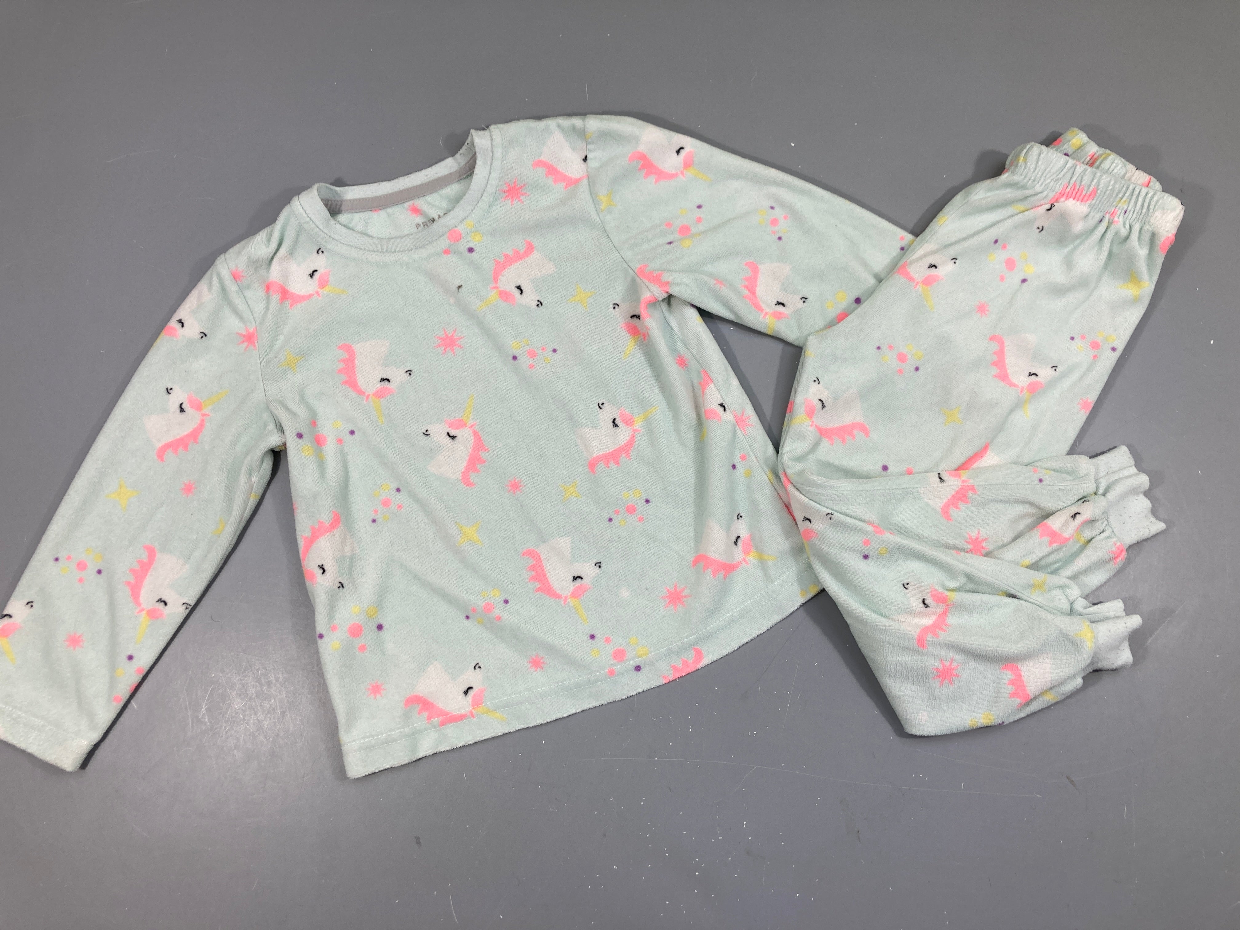 Pyjama 2pcs velours ble licornes