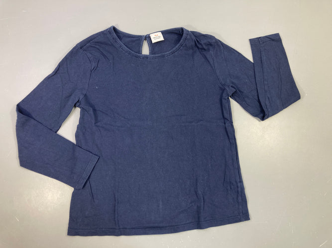 T-shirt m.l bleu marine col brodé, moins cher chez Petit Kiwi