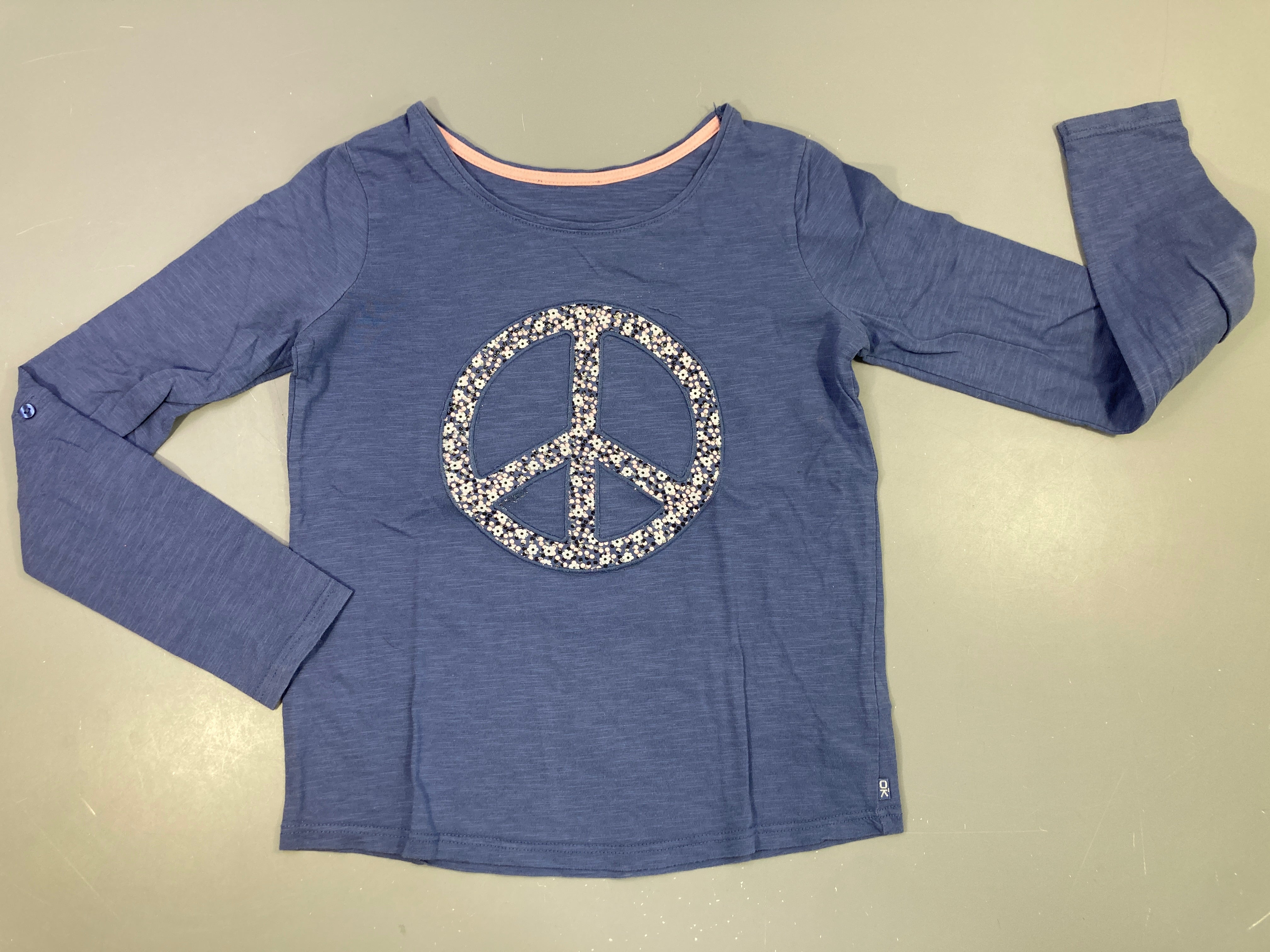 T-shirt m.l bleu flammé Peace