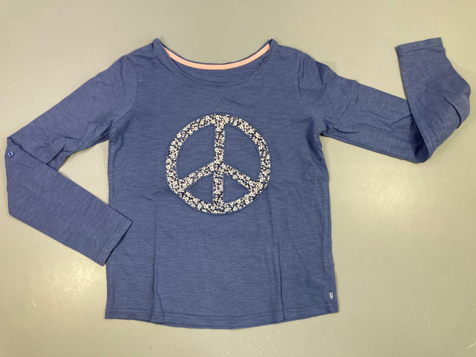 T-shirt m.l bleu flammé Peace, moins cher chez Petit Kiwi