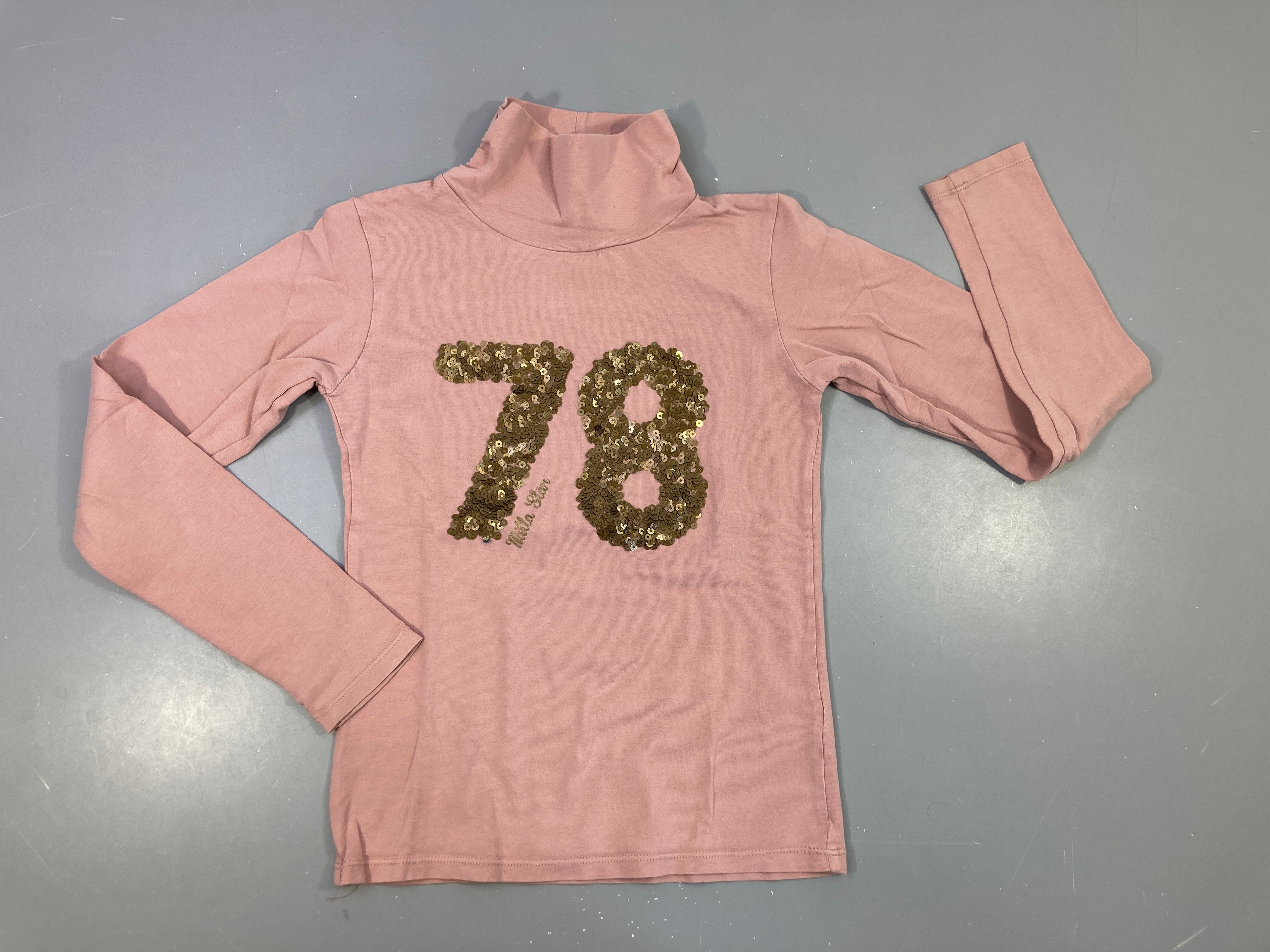 T-shirt col roulé rose 78 sequins