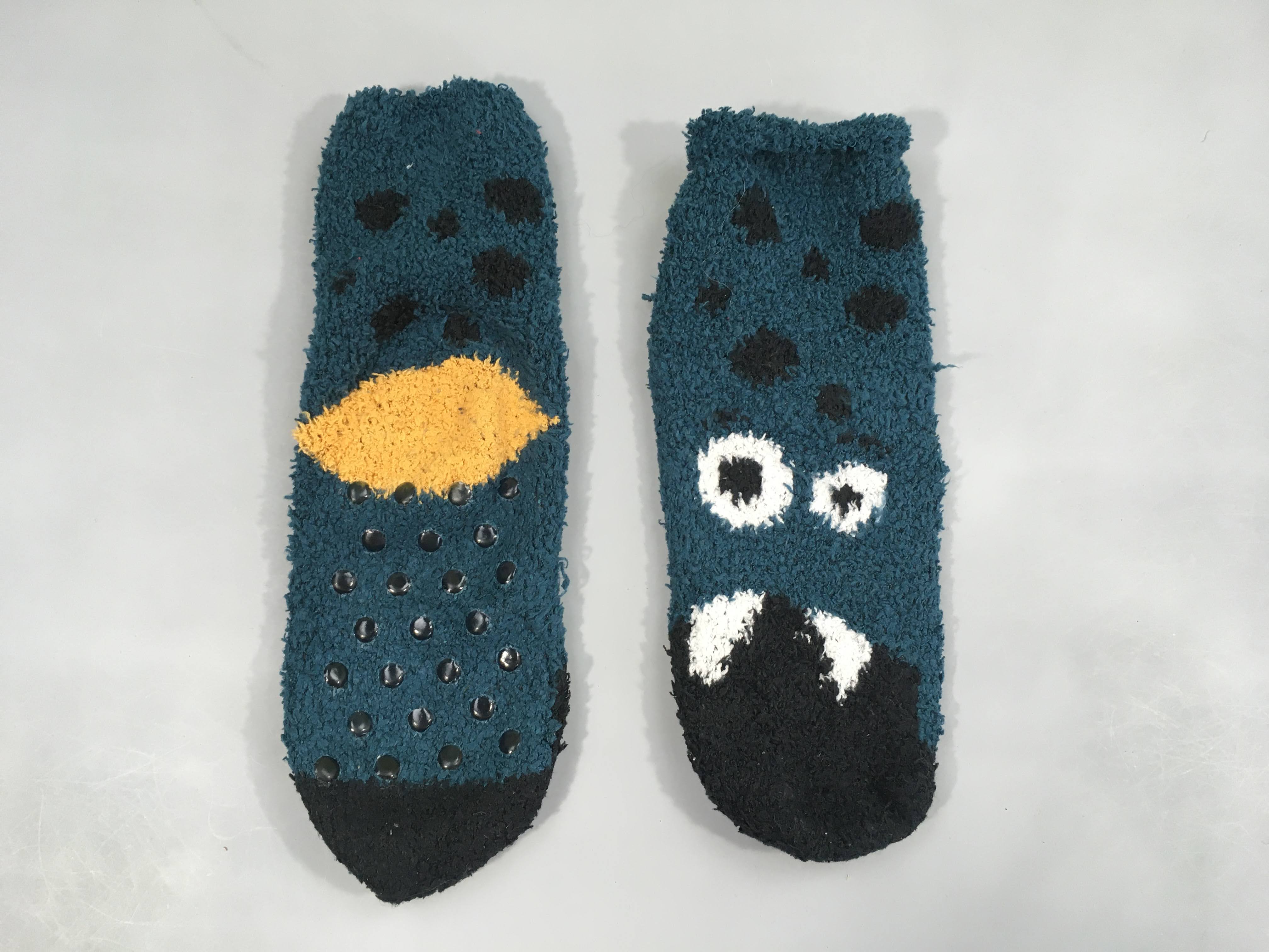 Chaussettes atidérapantes bleu canard-ocre