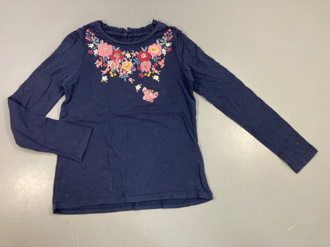T-shirt m.l bleu marine fleurs sequins, moins cher chez Petit Kiwi