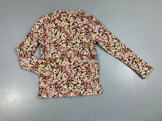 T-shirt m.l côtes fleurs rose/mauve/blanc, moins cher chez Petit Kiwi