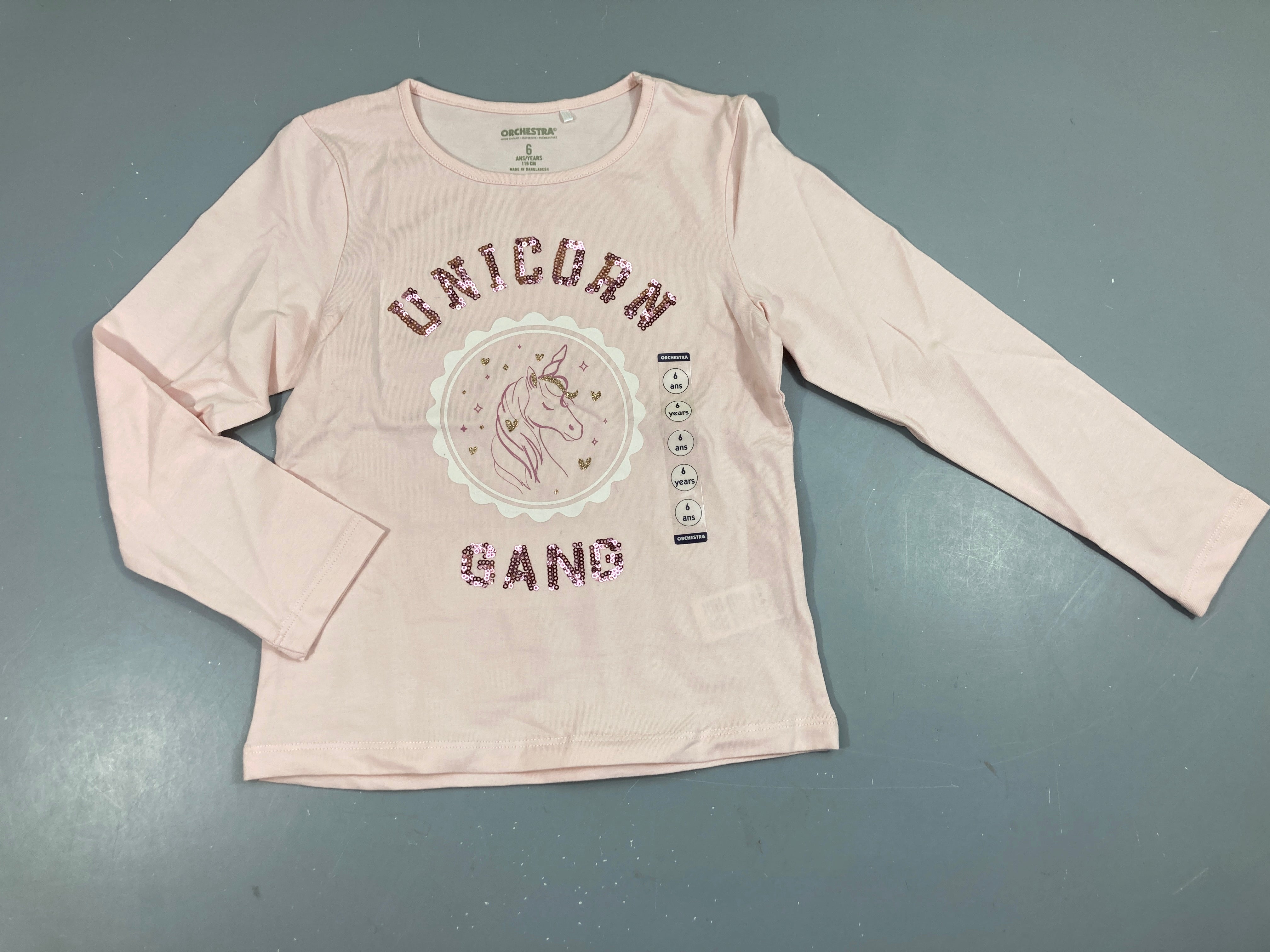 NEUF T-shirt m.l rose Unicorn sequins