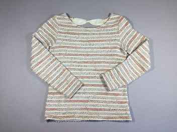 Naf Naf - Pull texturé - ligné- encolure V avec 3 noeuds dans le dos -  XS