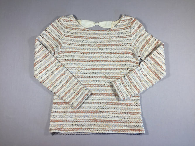 Naf Naf - Pull texturé - ligné- encolure V avec 3 noeuds dans le dos -  XS, moins cher chez Petit Kiwi