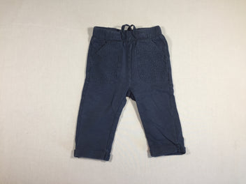 Pantalon molleton bleu marine - poches texturées - revers