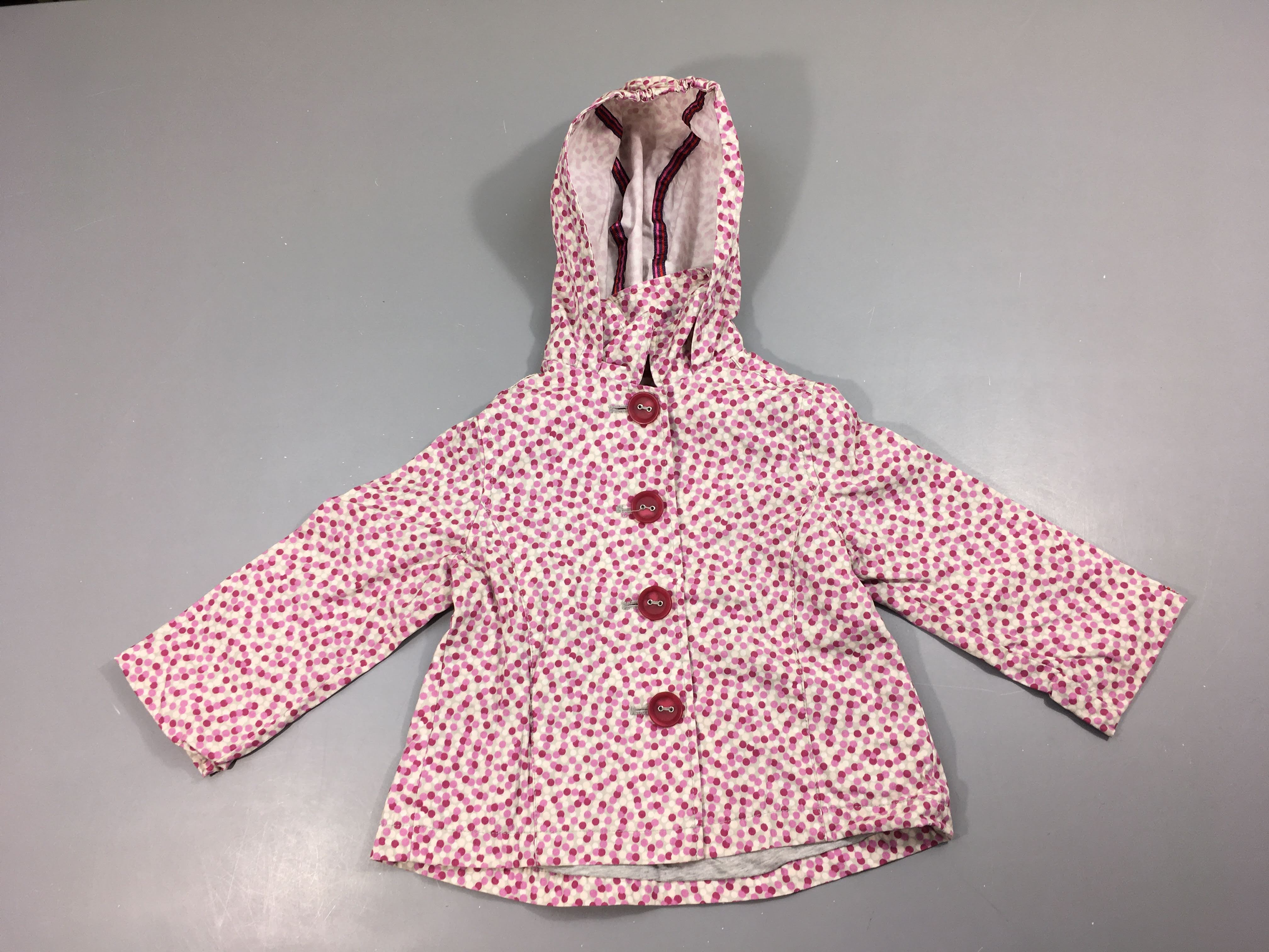 Veste à capuche gris clair pois lilas-blanc