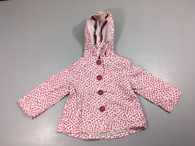 Veste à capuche gris clair pois lilas-blanc, moins cher chez Petit Kiwi