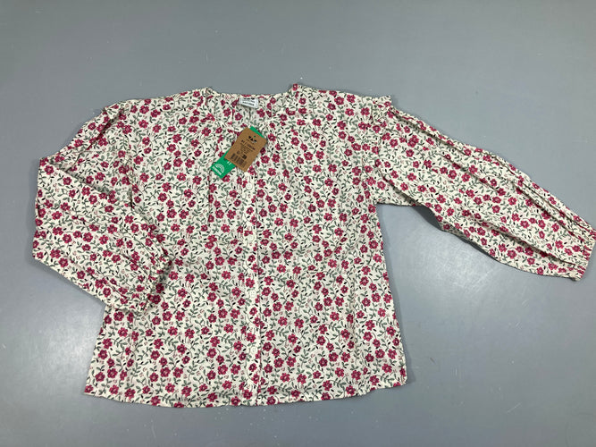 NEUF Chemisier blanc fleurs, moins cher chez Petit Kiwi