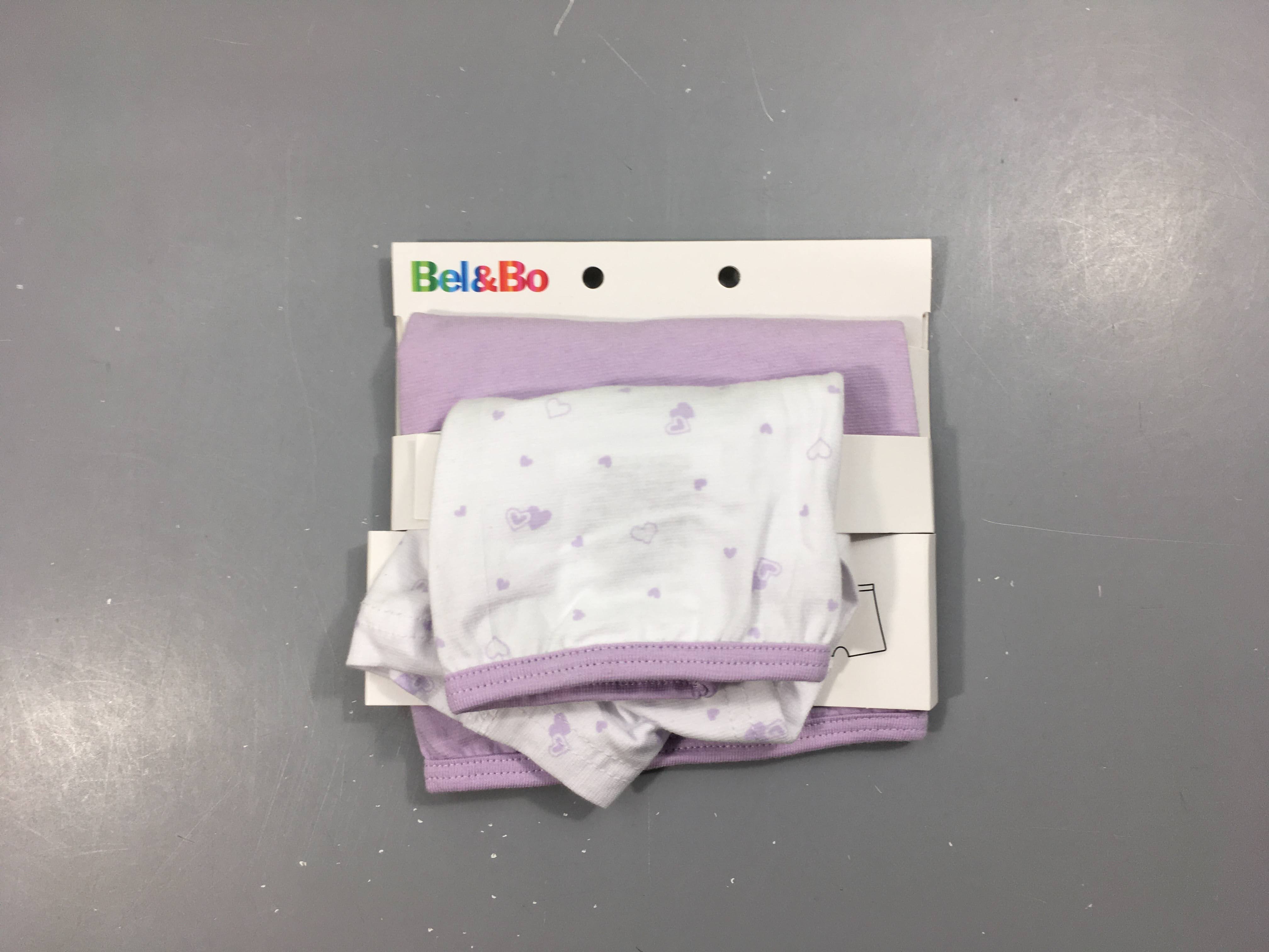 Neuf-2 Boxers blanc-lilas coeurs