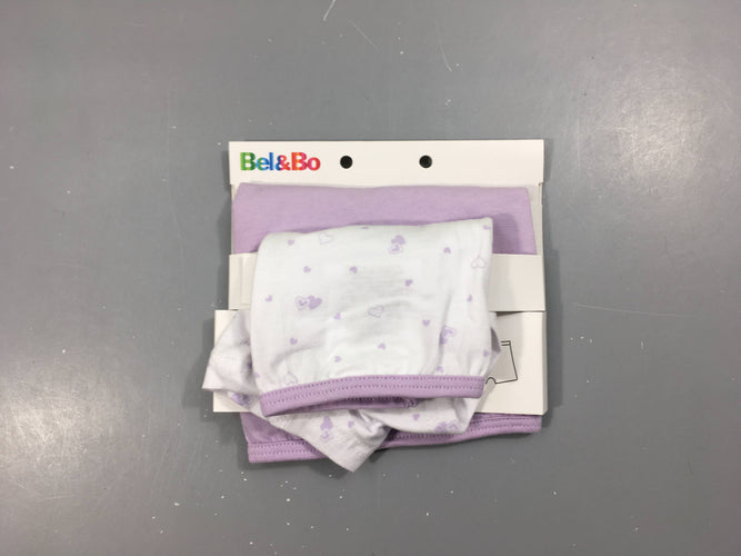 Neuf-2 Boxers blanc-lilas coeurs, moins cher chez Petit Kiwi