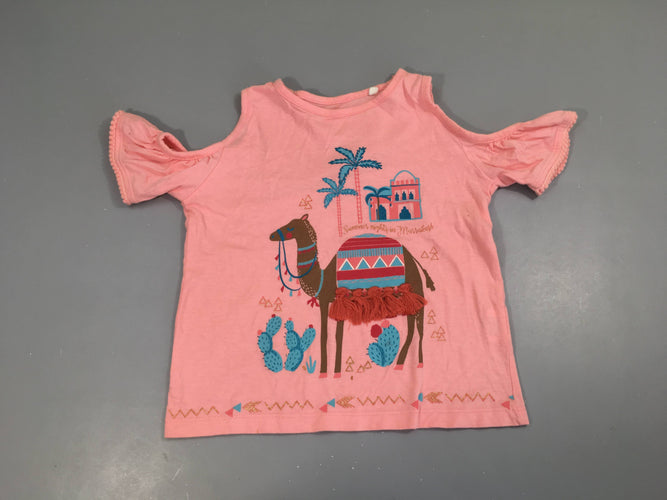 T-shirt m.c rose clair épaules dégagées Chameau, moins cher chez Petit Kiwi