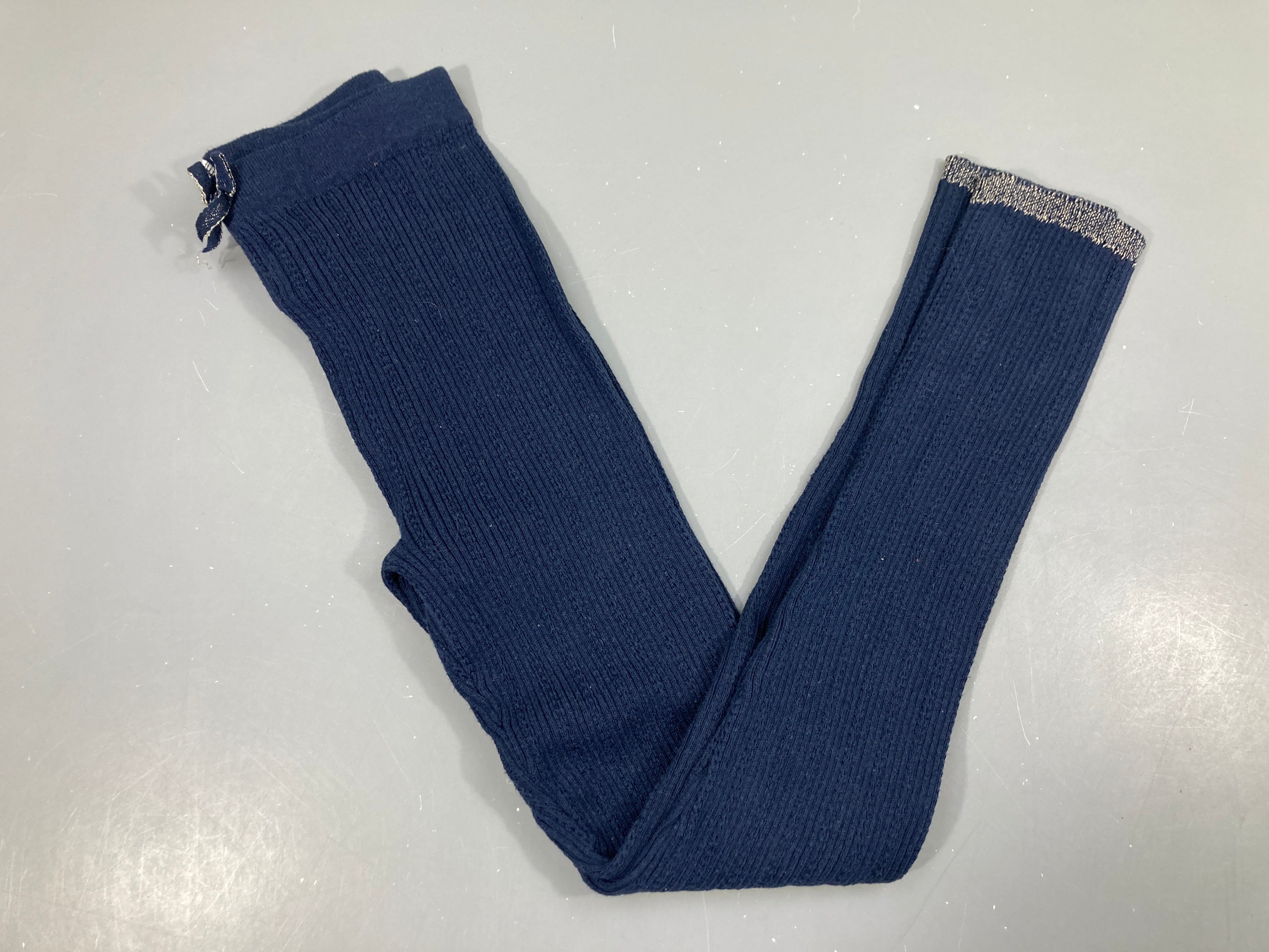 Legging côtes mailles bleu foncé