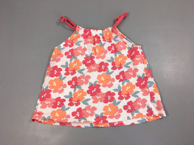 T-shirt s.m blanc flammé fleurs rose-saumon, moins cher chez Petit Kiwi