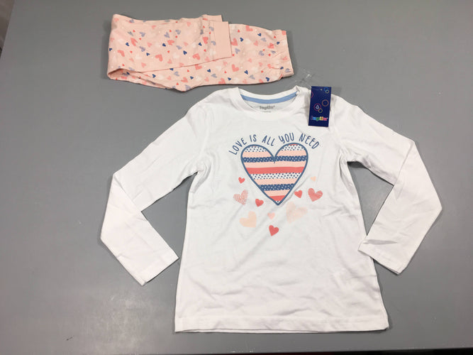 Neuf-Pyjama 2pcs jersey blanc-rose Coeurs, moins cher chez Petit Kiwi