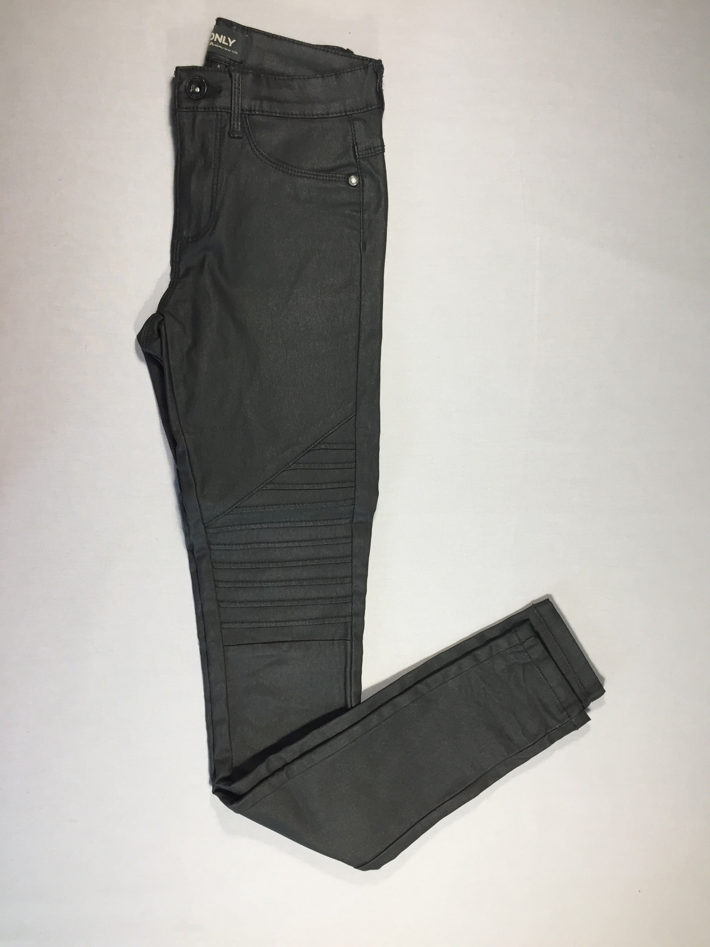 ONLY - Pantalon noir - style toile enduite élastique - S/32