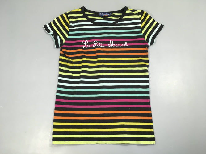 T-shirt m.c rayé à carreaux-en-ciel Le Petit marcel, moins cher chez Petit Kiwi