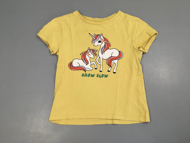 T-shirt m.c jaune licornes, moins cher chez Petit Kiwi