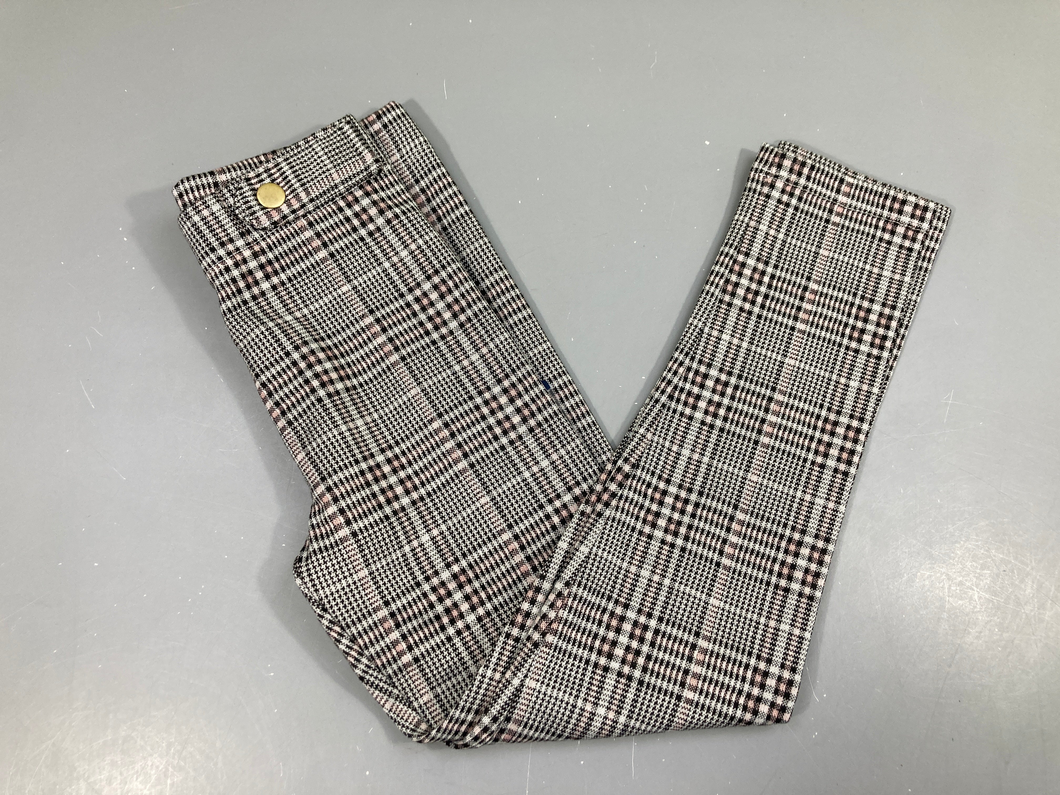 NEUF Legging à carreaux blanc/noir/rose