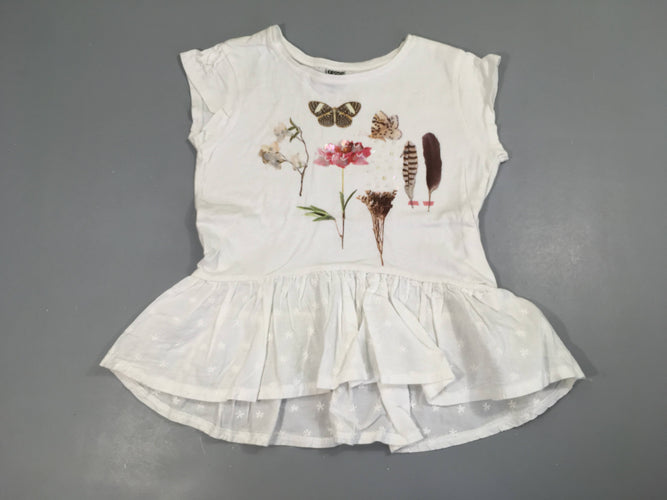 T-shirt m.c blanc papillons fleurs, moins cher chez Petit Kiwi