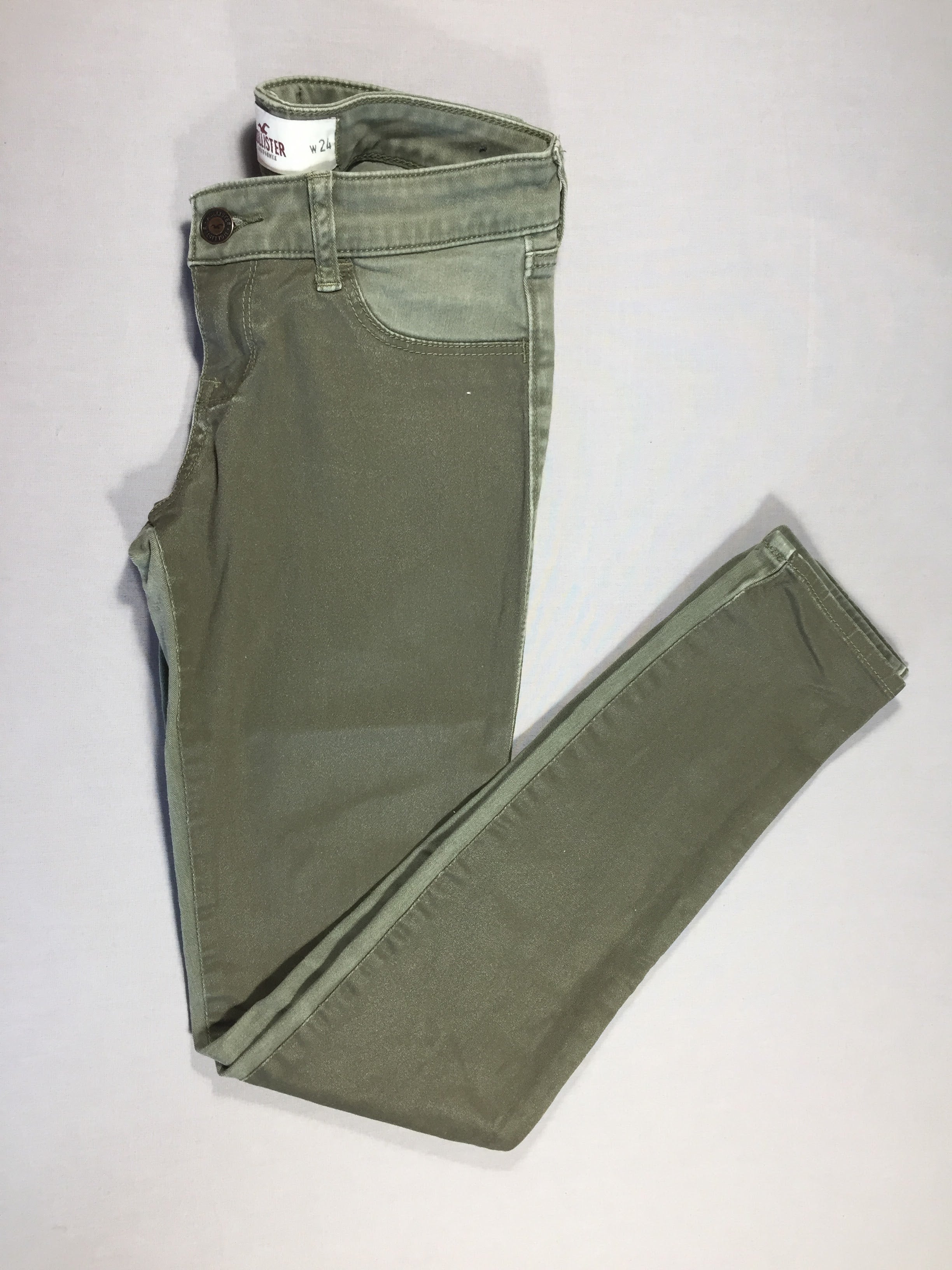 Hollister - Pantalon vert - matière enduite sur le devant - W24