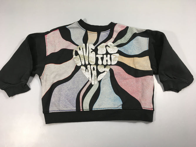 Sweat noir motifs couleur Love this way, moins cher chez Petit Kiwi