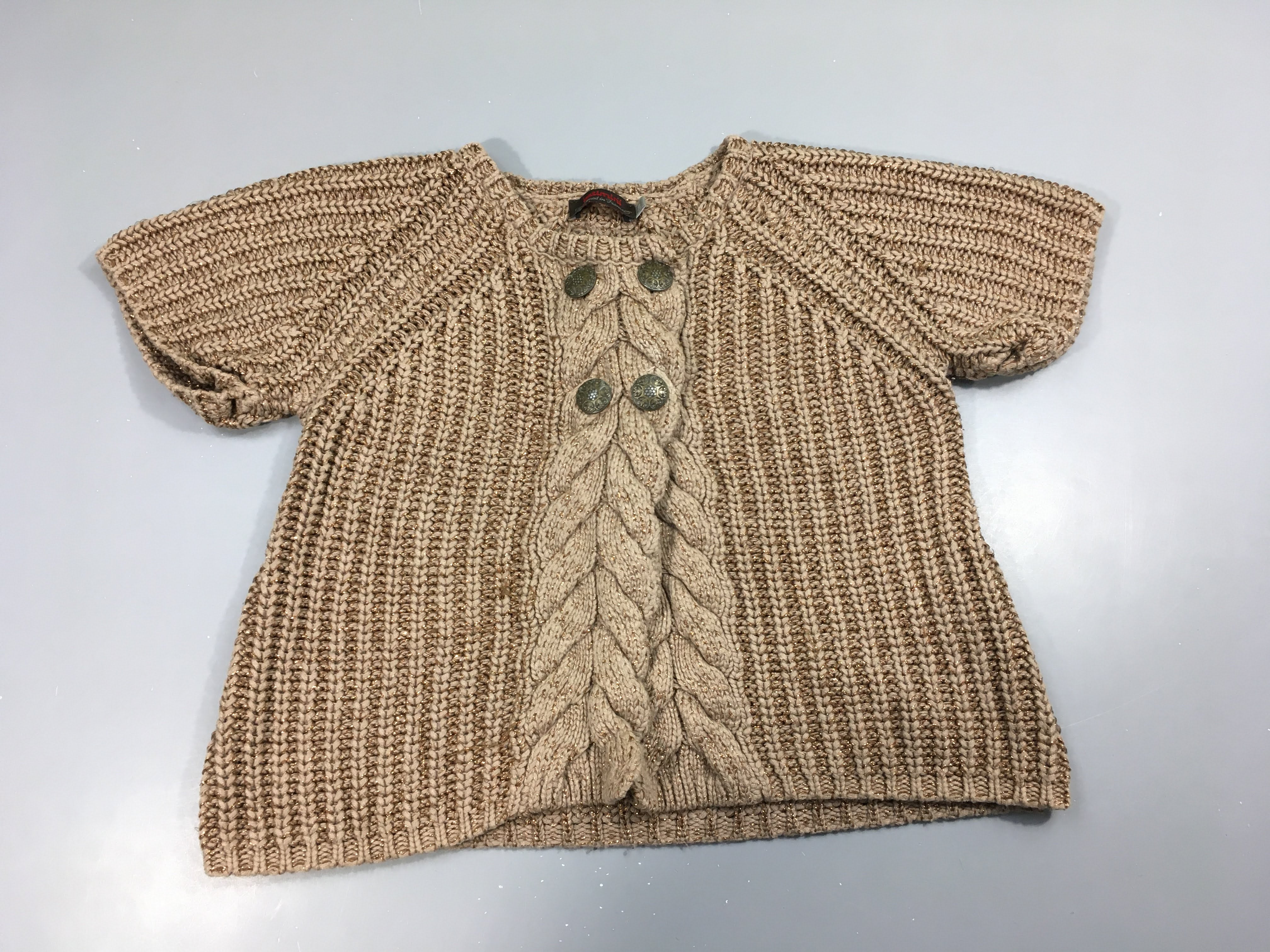 Gilet taupe fil métalisé cuivre