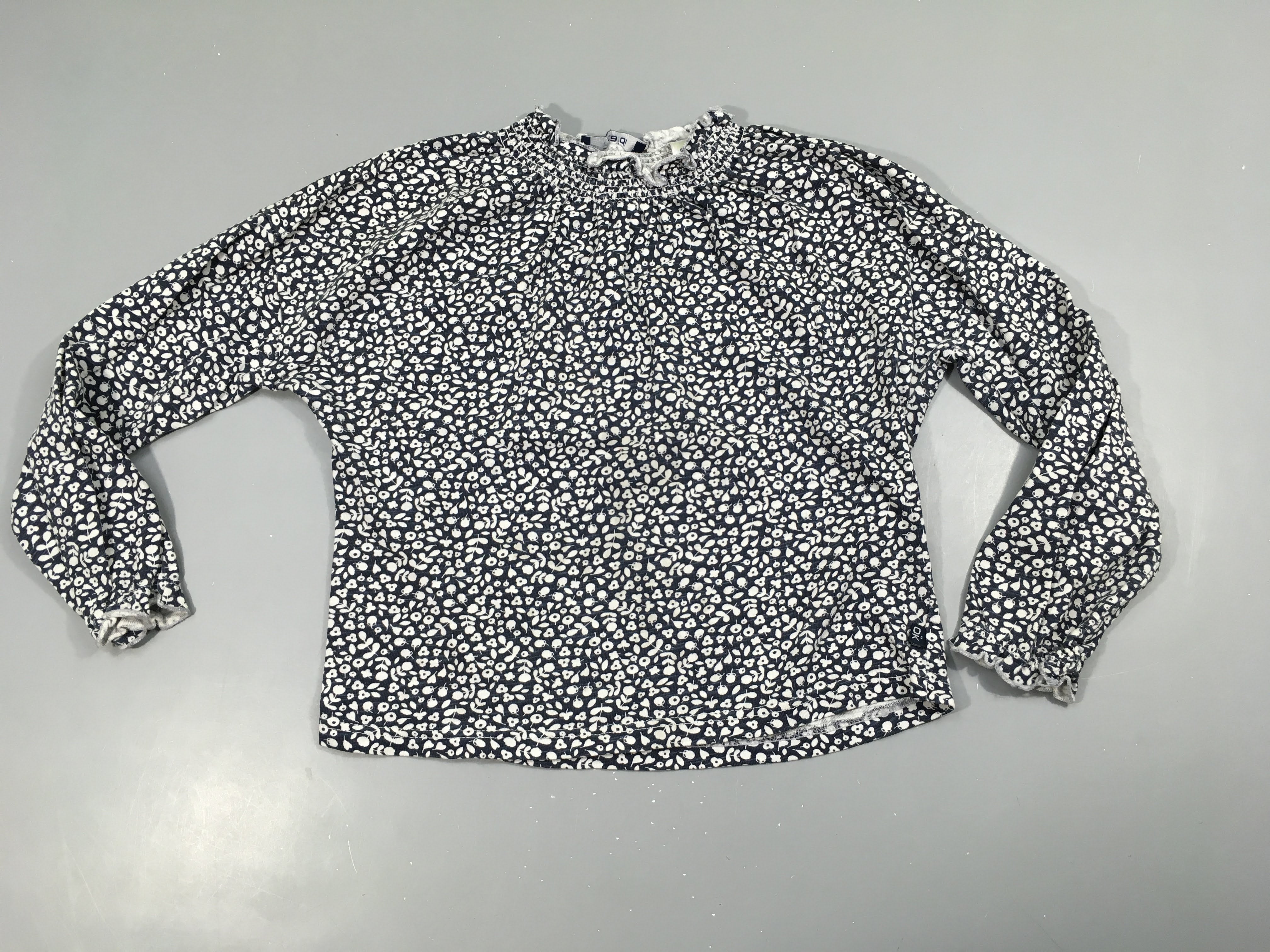 T-shirt m.l bleu foncé motifs blanc col montant s.mocks