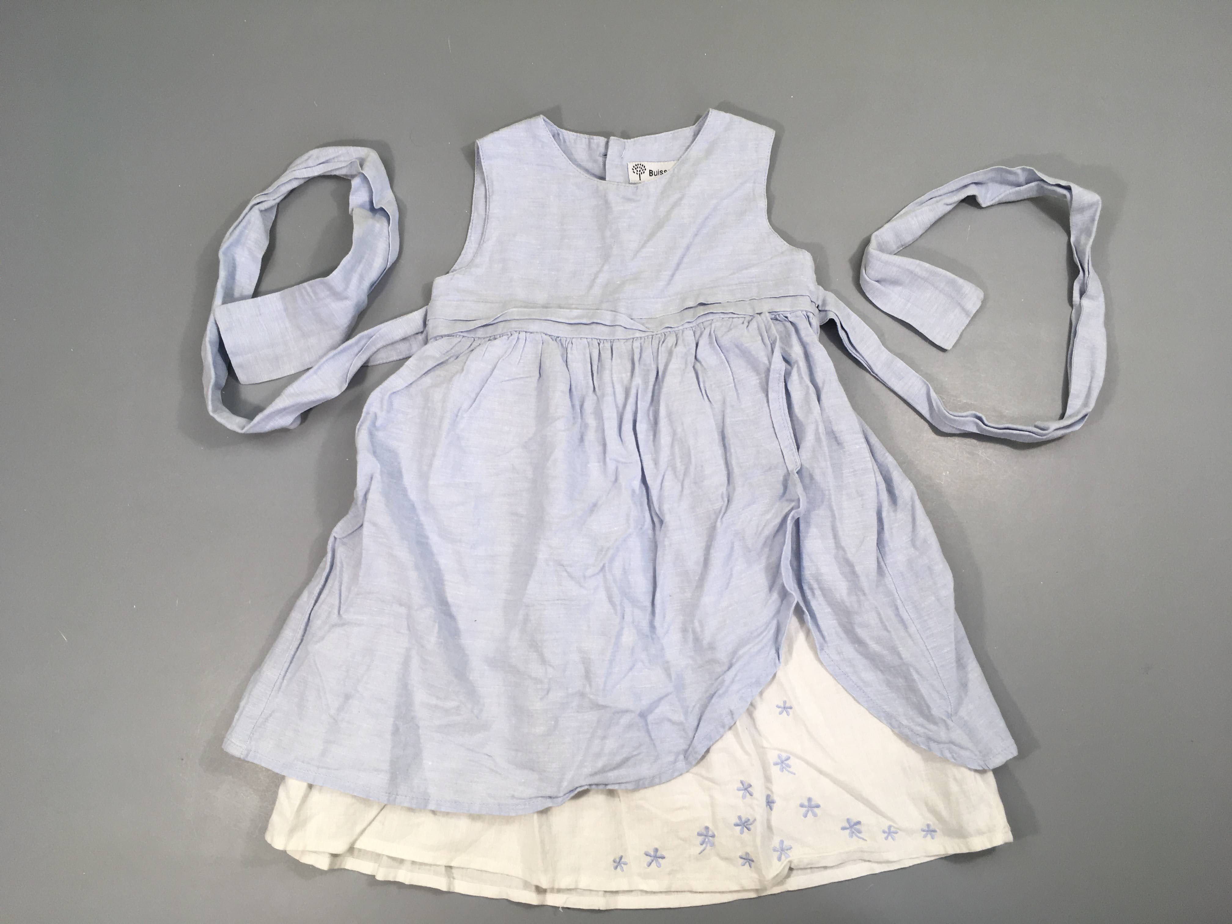 Robe s.m bleu-blanc 55% Lin jupon à boutonner