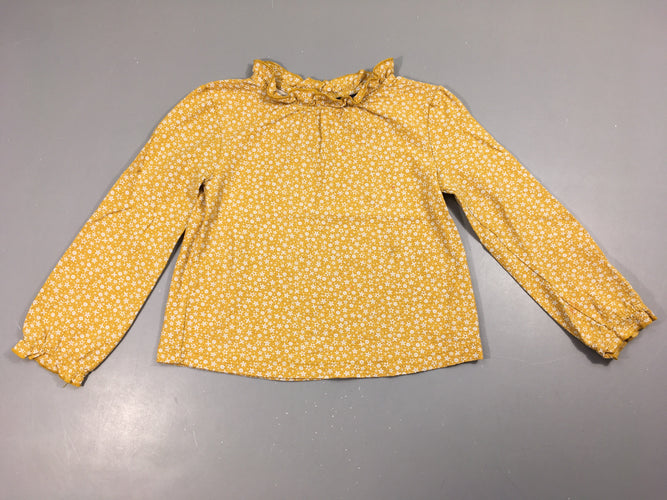 T-shirt m.l jaune texturé fleuri blanc col-Peite tache manche D, moins cher chez Petit Kiwi