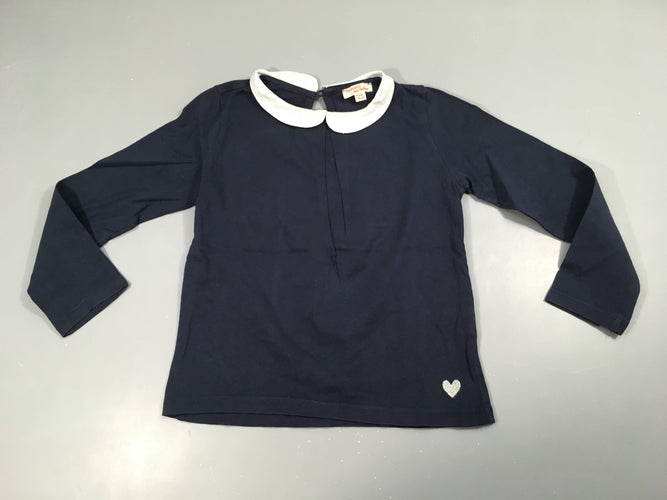 T-shirt m.l bleu foncé col claudine blanc, moins cher chez Petit Kiwi