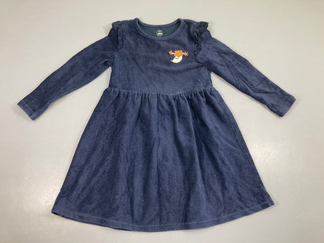 Robe m.l velours côtelé mouton bleu marine, moins cher chez Petit Kiwi