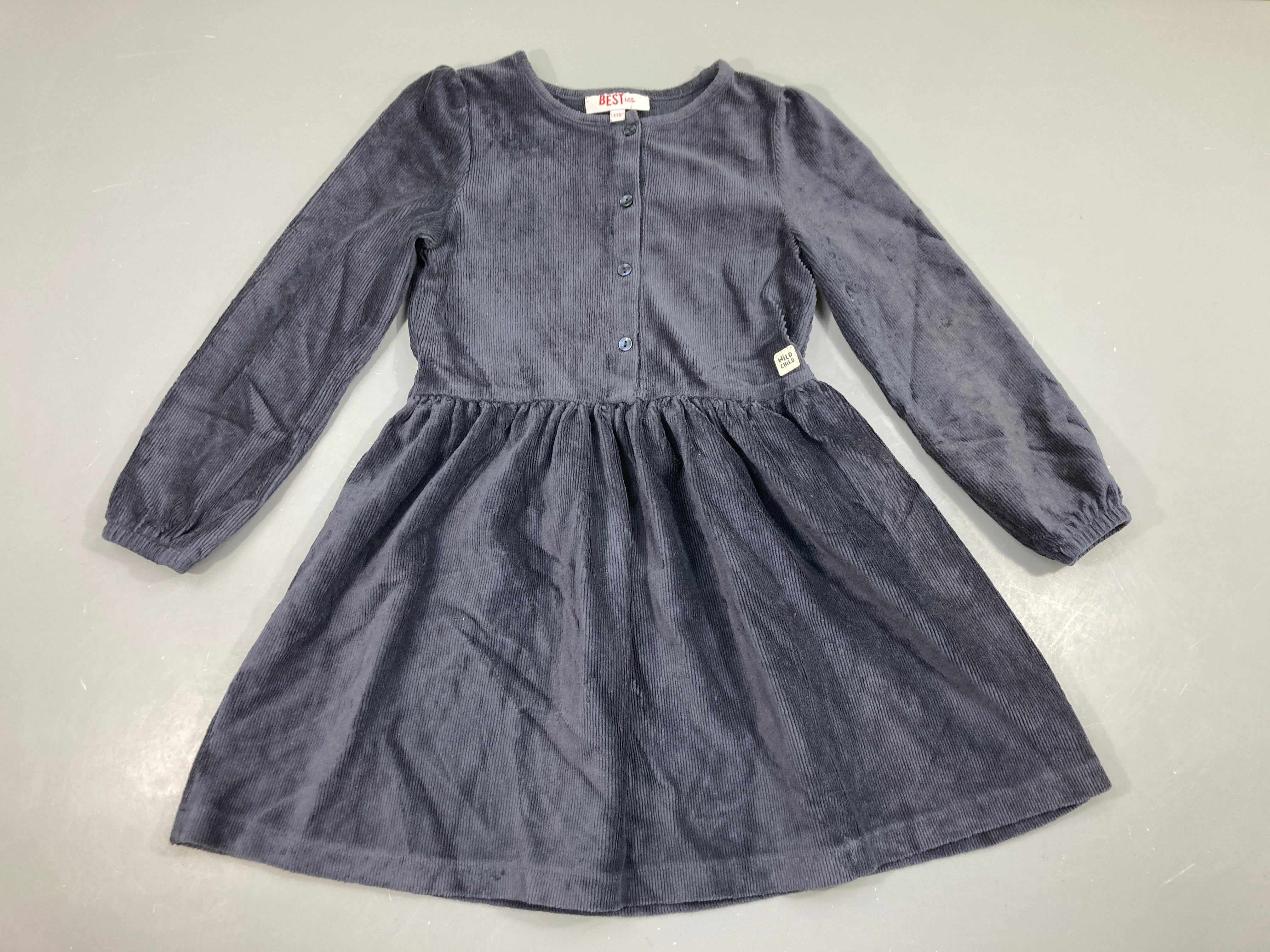 Robe m.l velours côtelé bleu marine