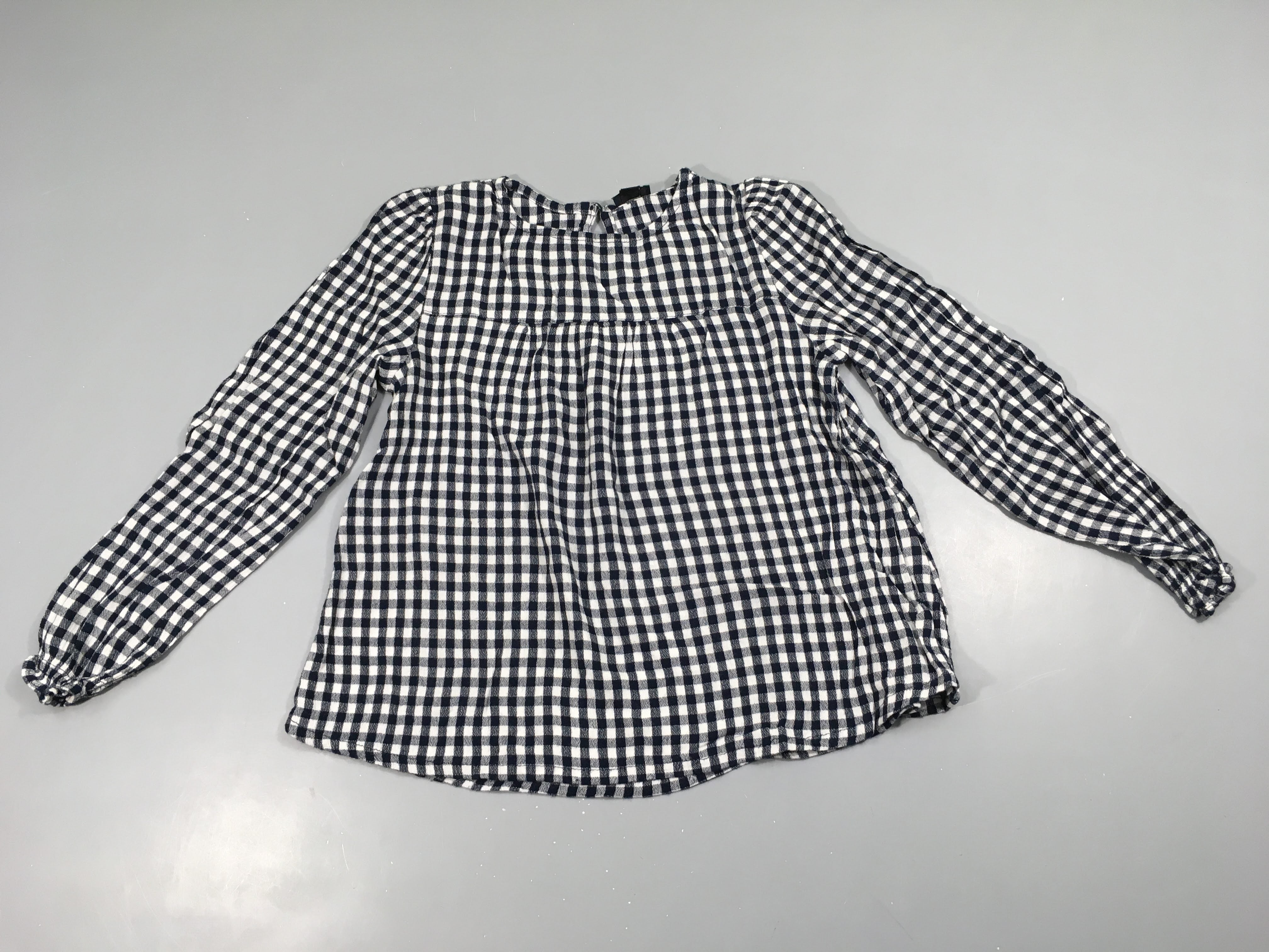 Blouse ml vichy blanc-bleu