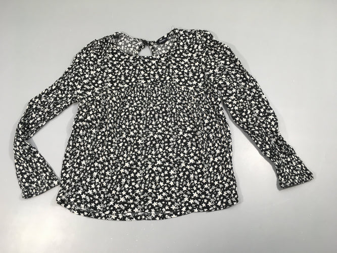 Blouse noire texturée fleurie blanc, moins cher chez Petit Kiwi