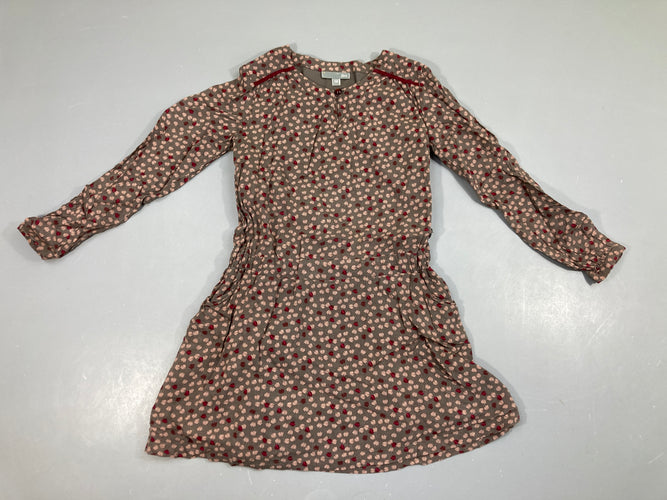Robe m.l gris fleurs roses, moins cher chez Petit Kiwi