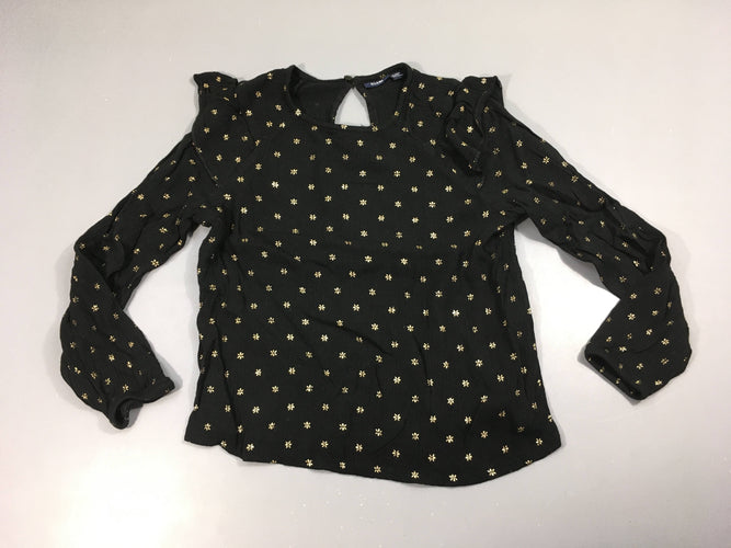 Blouse noire texturée motifs dorés, moins cher chez Petit Kiwi