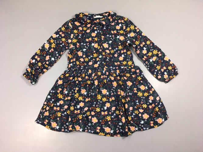 Robe m.l bleue fleurie oiseaux, moins cher chez Petit Kiwi