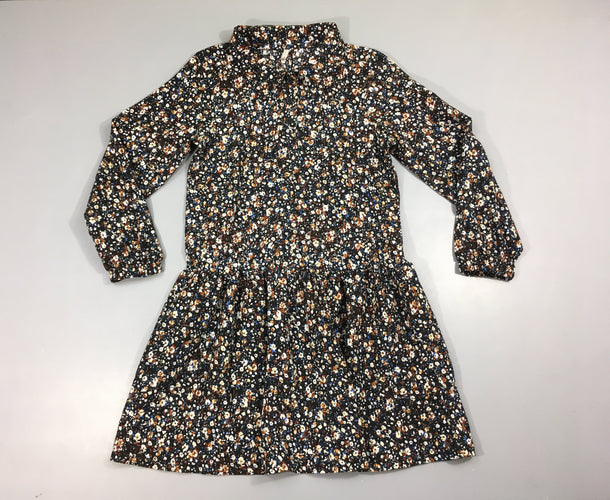 Robe m.l noir fleuri blanc-ocre, moins cher chez Petit Kiwi