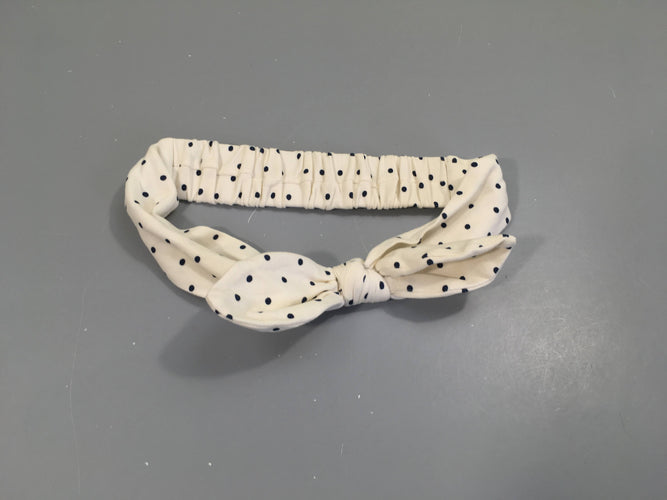 Bandeau jersey blanc pois bleu marine, moins cher chez Petit Kiwi