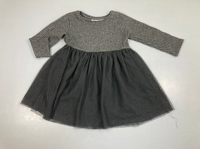 Robe m.l mailles noir chiné bas tulle, moins cher chez Petit Kiwi